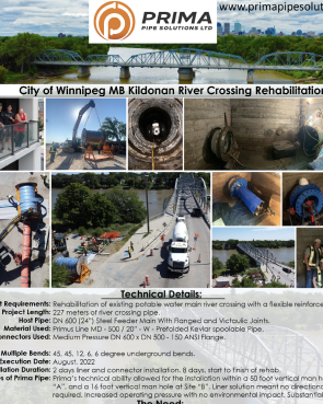 Prima Pipe Solutions completing Kildonan River crossing rehabilitation project in Winnipeg, MB